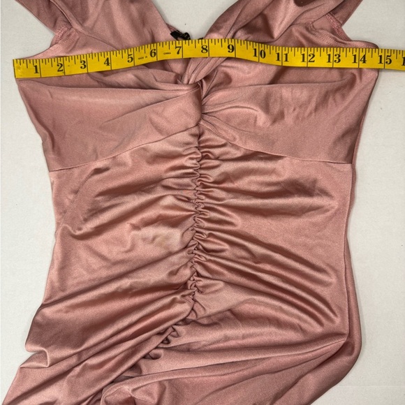 Blue. S Nude Pink Off Shoulder Ruched Jersey Slit Mermaid Dress Size M #137 - Picture 14 of 15